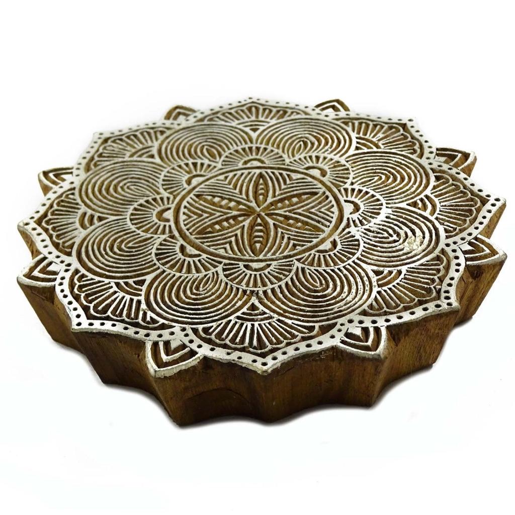 Индийский печатный блок с деревянной рамкой Штамп с цветочным блоком Текстильные марки