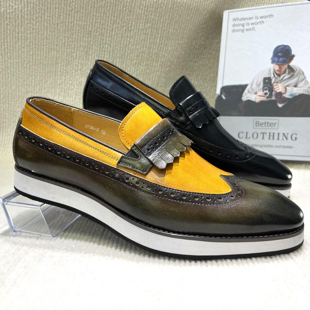 Men'S Cowhide High-End Luxury Handmade British Casual Fashion Casual Loafer Business Gloves Leather Shoes