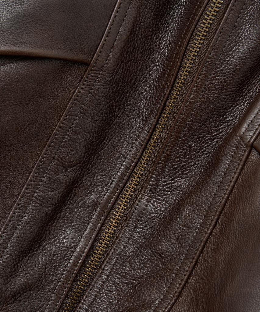 Noirer Antique Cow Leather High-Neck Blouson (Brown)