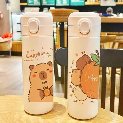 Милая изолированная бутылка для воды Capybara из нержавеющей стали 304 объемом 420 мл, герметичная детская спортивная кружка с рисунком для путешествий для студентов, подарок