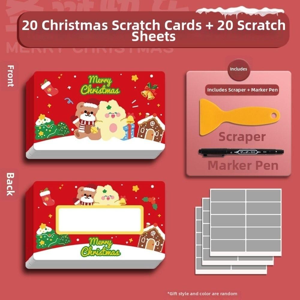 Write‑In Christmas Scratch Off Cards Cartoon Surprise Raffle Cards Holiday Surprises