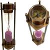 Sand Timer Hourglass with Antique Maritime Brass Compass Desk Décor