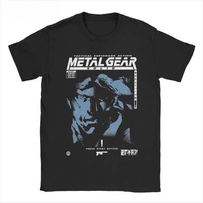 2025 Мужская Женская Футболка MGS1 Solid Snake Игра Metal Gear Хлопковый Топ Смешная Футболка с Коротким Рукавом и Круглым Вырезом Классическая Футболка