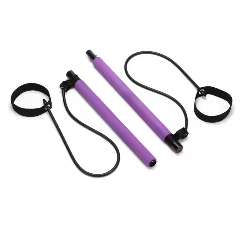 С Ab Roller Pilates Bar Kit Stretching Yoga Resistance Bands Foot Loop Pilates Sticks Exercise