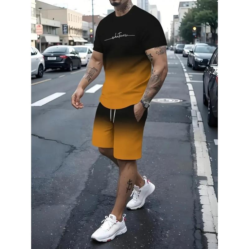 Мужской повседневный комплект с коротким рукавом, уникальный принт с буквами New York, шорты с коротким рукавом, 2 предмета, модная уличная одежда