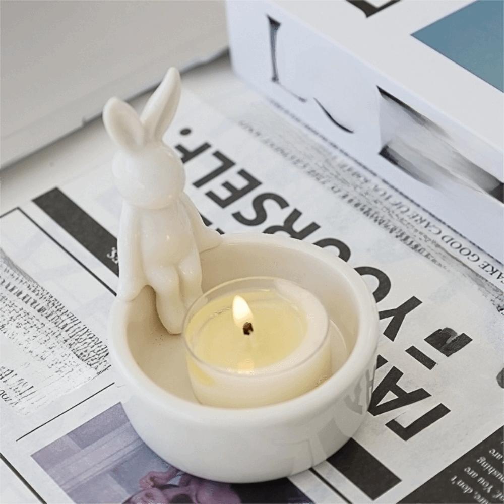 Nordic Style Cartoon Animal Candle Holder Ceramic Tealight Holder INS Desktop Candelabrum  Holiday