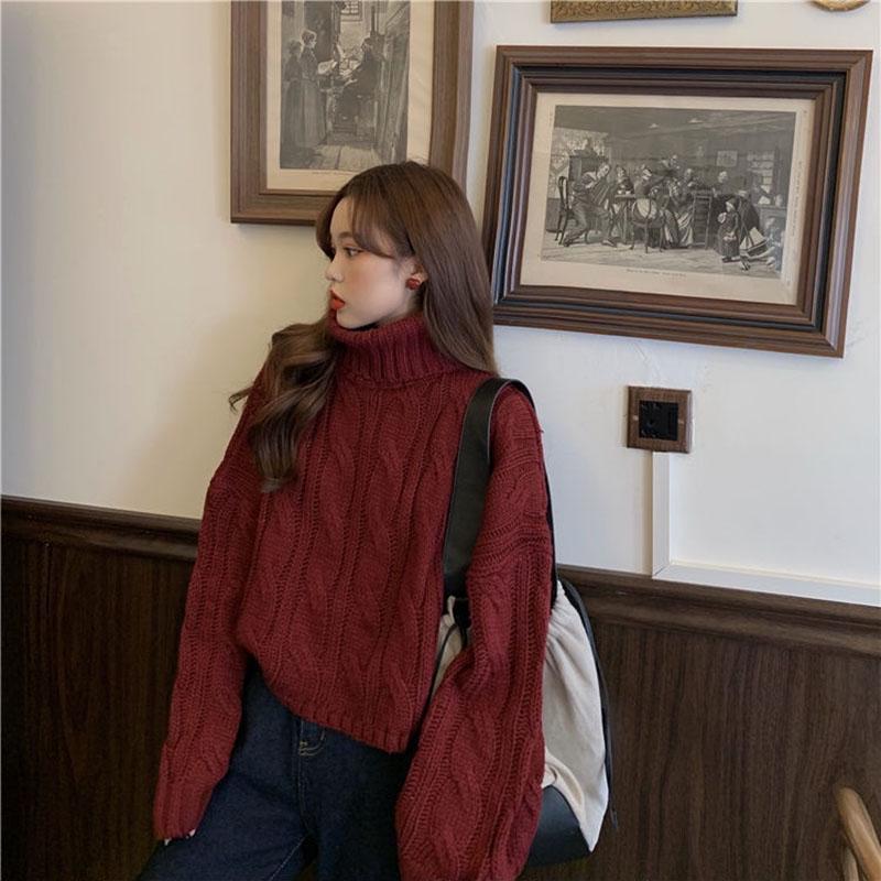 Осенние и зимние куртки однотонные свободные повседневные куртки вязаные модные свитера для девочек