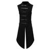 Men's Casual Middle Ages Long Vintage Sleeveless Leather Button Style Tuxedo
