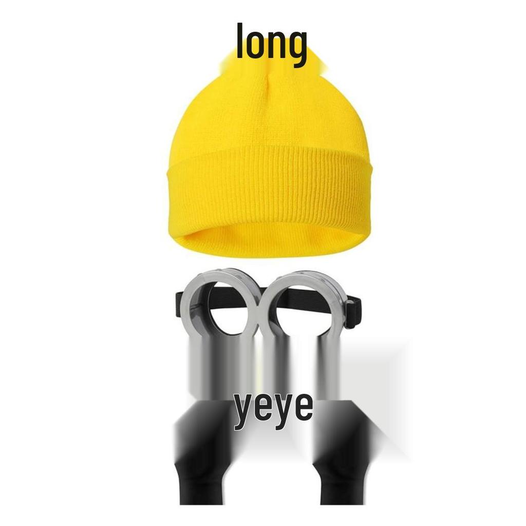 Комплект костюма Миньоны Гадкий Я: Вязаная шапка, очки, защитные очки, перчатки, платье-комбинезон - В наличии