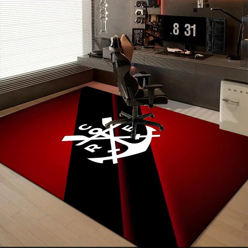 Fla-mengo Club Crest Printed Office Carpet Chair Cushion Entryway Rug, Rugs for Living Room, Bedroom Christmas gifts