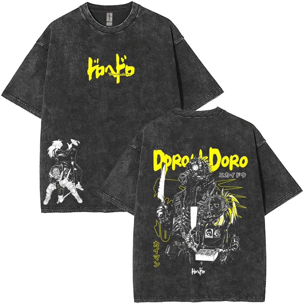 Japanese Anime Dorohedoro Kai Vintage Washed T-shirt   Cool ga Graphic T-shirts 's Gothic Rock Horror T Shirt