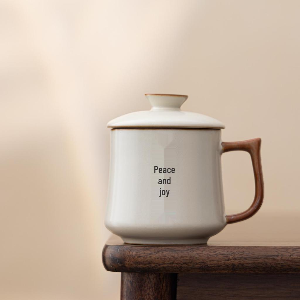 Beige Ru Kiln Teacup: Elegant Water Separation Ceramic Cup - Perfect Gift for Elders and Friends