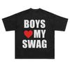 GIRLSBOYS LOVE MY SWAG Американская футболка с коротким рукавом в стиле Y2K, хип-хоп, ретро. Летний женский свободный и дышащий топ для пары.