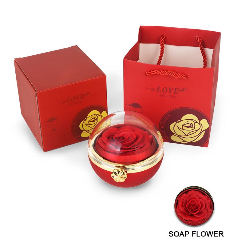 Вращающаяся шкатулка для украшений ко Дню святого Валентина, декоративная вечная цветочная упаковка для дня рождения, прозрачная подарочная коробка, аксессуары