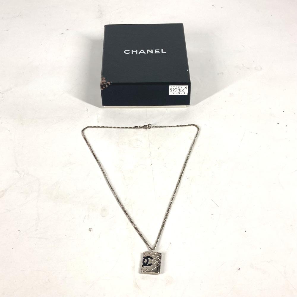 Chanel 05A Линия Камбон CC CC Знак Аксессуары цепь Ожерелье Металл Серебряный