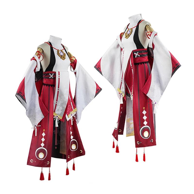   Костюм для косплея Yae Miko, аниме Guuji Yae, платье с париком, наряд для вечеринки, костюмы на Хэллоуин для женщин