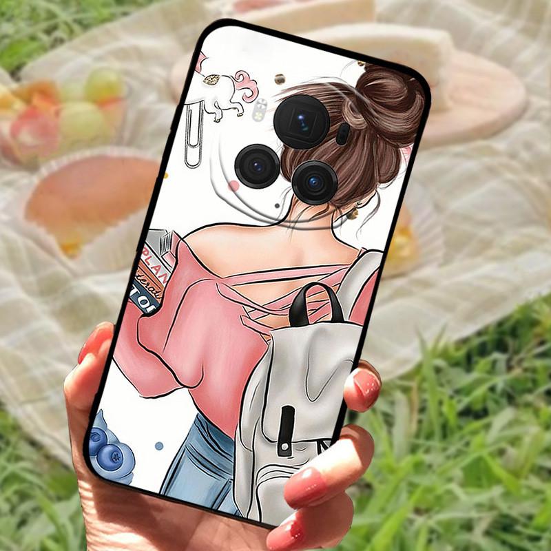 Чехол-бампер для Honor Magic6 Pro, силиконовый, мягкий, с рисунком под мрамор, черный, полный комплект защиты