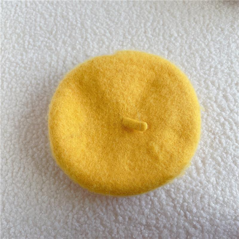 Ins Style Solid Color Pet Headgear Painter Wool Hat Dog Cat Beret Hat Mini Decorative Photo Headgear