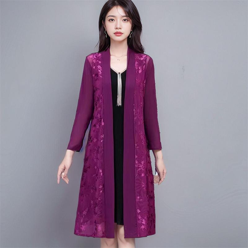 Средний возраст Женский Кардиган Тонкий Стиль Солнцезащитная Одежда Пальто Женская Летняя Шаль Длинные Солнцезащитные Топы Куртка