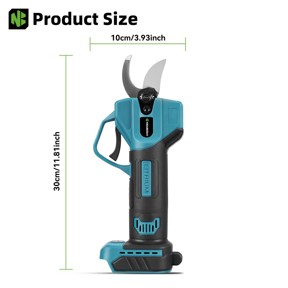 Newbeny 2 Gears 30mm Electric Pruner Shear Fruit Tree Bonsai Cordless Pruning Scissors Power Tools For Makita 18V Battery Pin