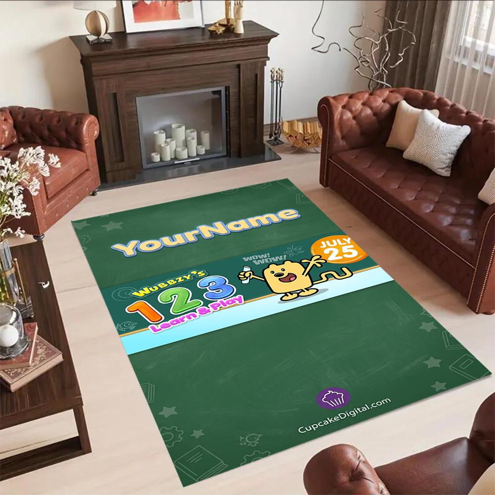 Wow! Wow! Wubbzy Personalized Text Floor Rug Office Rug Perfect for Kitchen Playrooms Balcony Living Rooms Antislip Carpet Office home decor