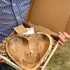 Vintage Wooden Heart Shaped Prayer Bowl with Cross and ‘Prayer’ Text - Perfect for Home Decor, Living Room or Prayer Room
