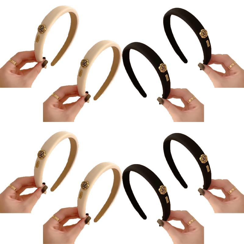 French retro sponge headband camellia decoration simple and elegant temperament hair band  hair accessories