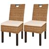 Dining Chairs - vidaXL - Set of 2 - Kubu Rattan - Mango Wood - Contemporary Style