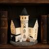 Decorative Mantelpiece Items Vintage Light-Up Cottage Halloween Decoration, Gothic Ghost Pumpkin Village House Night Ambient Lighting Figurine,