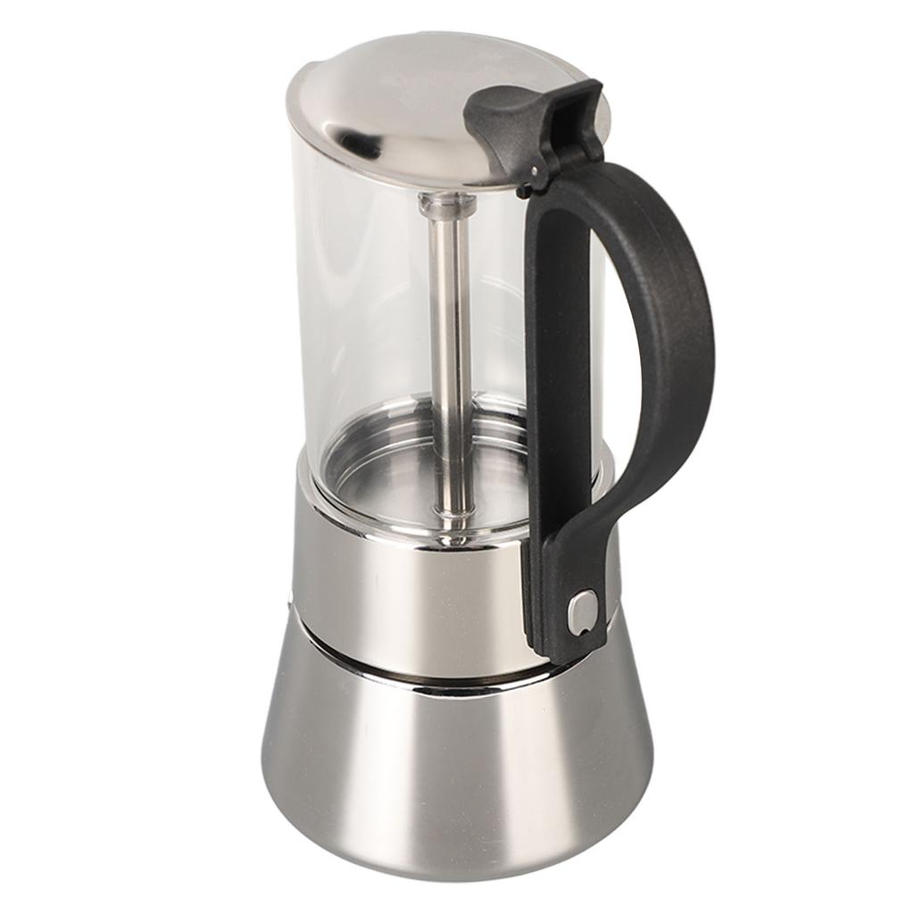 Кофеварка Moka Pot Crystal Glass Top из нержавеющей стали для плиты, классическая итальянская кофеварка на 4 чашки