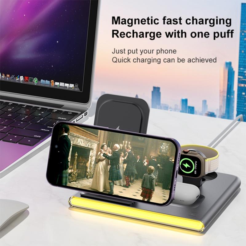C27 15W Foldable Wireless Charger Magnetic Charging Pad with Ambient Light