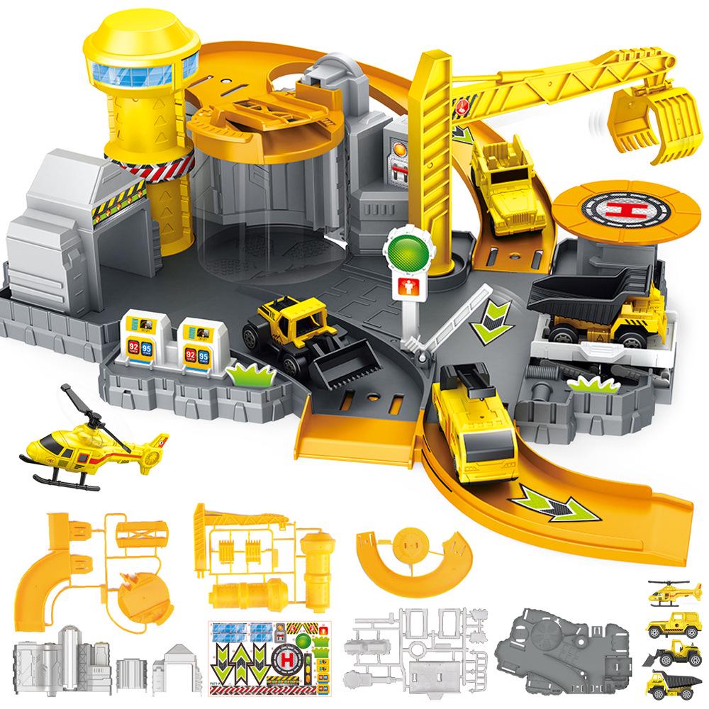 Rotate The Tracking Bounce Car Diy Tracks Parking Lot For Children Assembly Car Track Educational Toys For Boys Children's