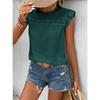 2026 Women's Summer New Round Neck Lace Solid Color Ruffle Short Sleeve Top
