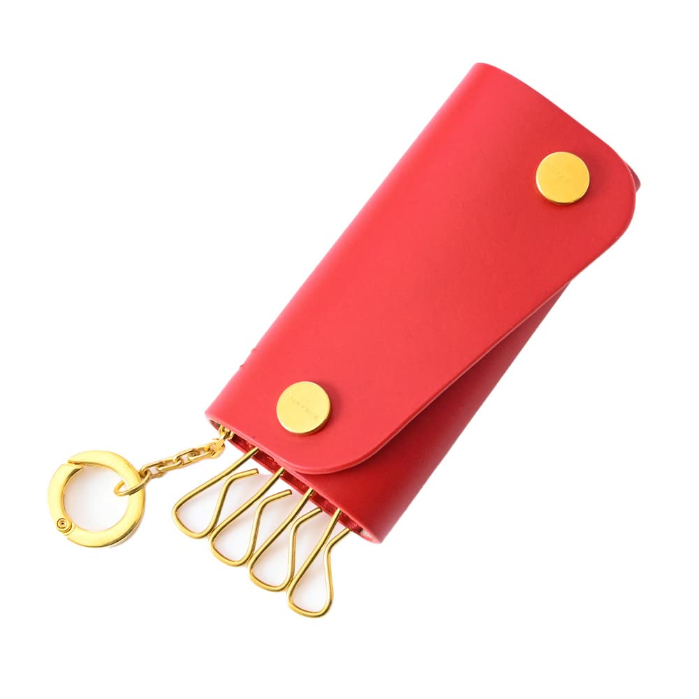Ilbizonte Key Case 4 Rows Leather SKH115 Red KEY HOLDER ORGANIC VACCHETTA LEATHER PV0039 Castagno Key Ring Key Holder Genuine Leather Trifold Cowhide