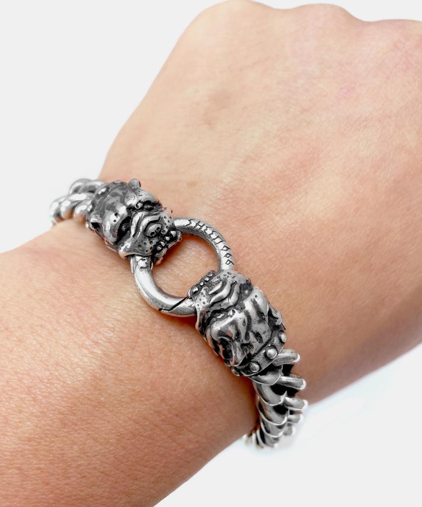 Sheen666 Bulldog Double Silver Bracelet