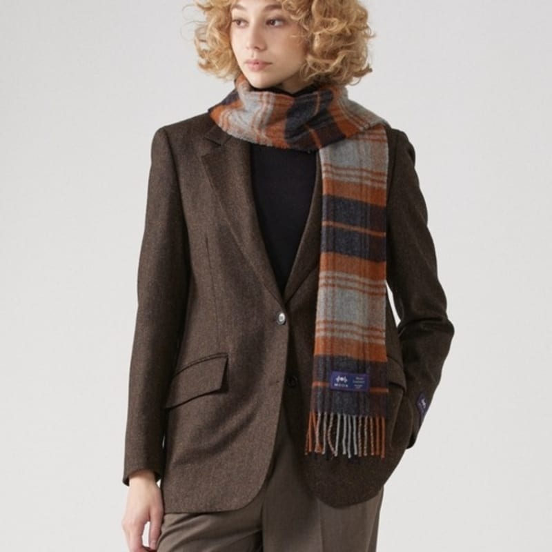 ABRAHAM MOON Шарф из мериносовой шерсти 25 см - Brigade Navy Rust