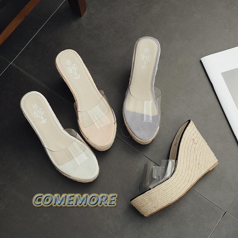 Босоножки на платформе Высокий каблук Летние ПВХ Желейные Прозрачные Клинья Каблуки Шлепанцы Повседневная Мода Сексуальные Роскошные Женские 2024 Удобные