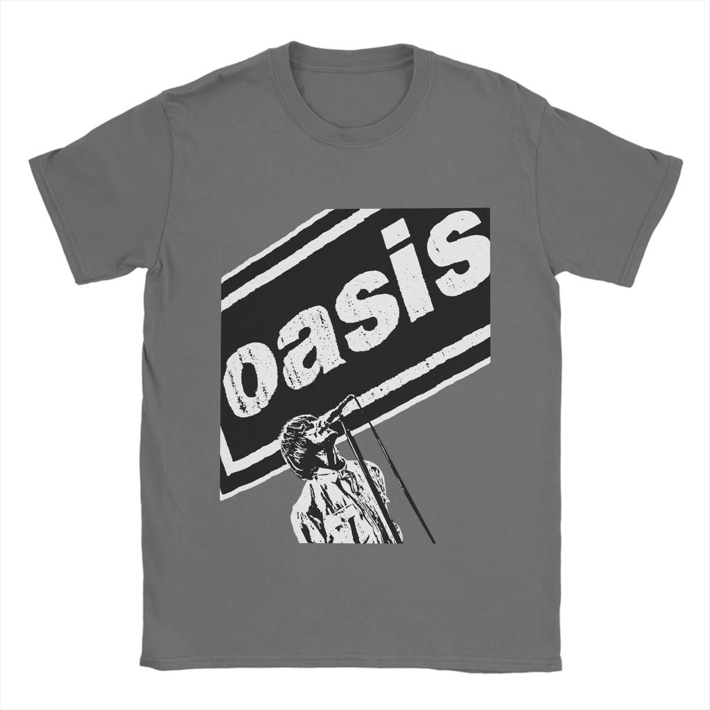 Унисекс Футболка Oasis Хипстерская Хлопковая Футболка Короткий Рукав Футболки с Принтом Рок-Группы Топы с Круглым Вырезом Одежда Большого Размера