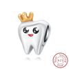 100% Настоящая Медь Корона Милый Зуб Принц Бусины Шармы Ювелирные Изделия Подходят для Оригинального Браслета Для Женщин DIY Подарок