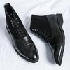 Fashion New Men's Pointed Retro Suede Patchwork Lace Up Ankle Boots British Designer Botas Trend Casual Luxury High-top Punk Rock Shoes