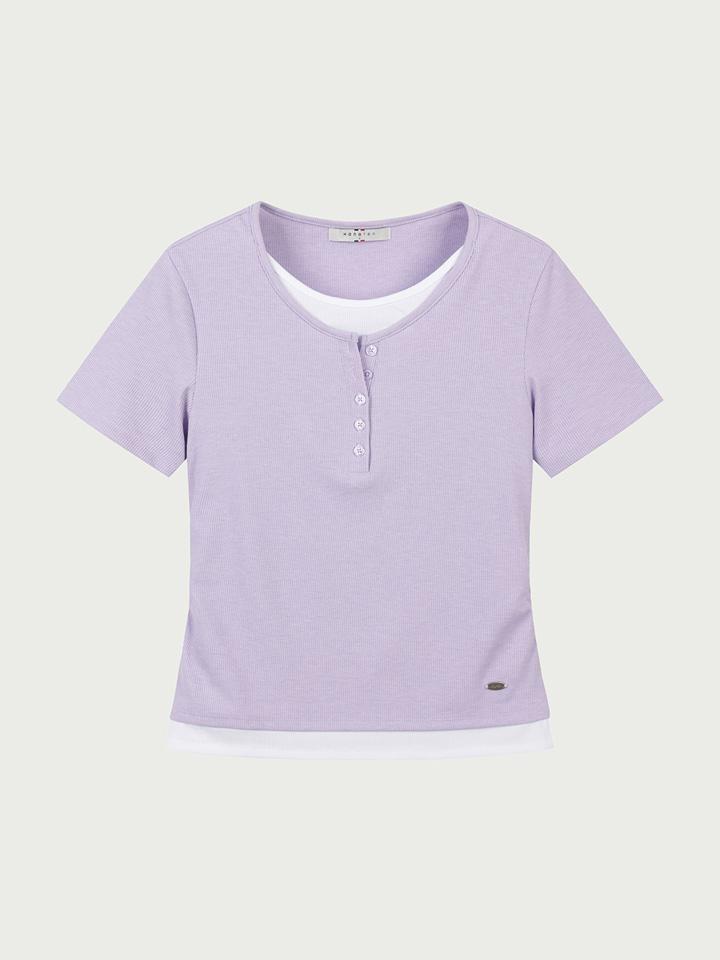 HANGTEN Women'S Whale Layered Shirred Short Sleeve T-Shirt_572(10570-131-410-69)