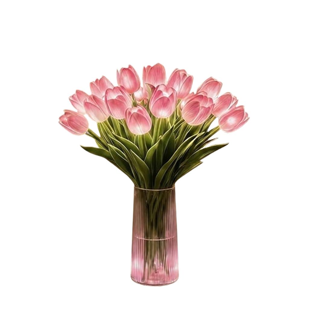 1 PCS Light With Vase, Twinkling Tulips Tree, LED Artificial Flowers Ambient Night Lamp, Gentle Lighting, For Bedroom Bedside Decor And Gift