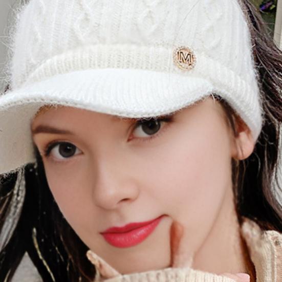 Yousheng Женская бейсболка с удлиненным козырьком, пустая сверху, однотонная вязаная шапка, утолщенная плюшевая шапка из искусственного кроличьего меха