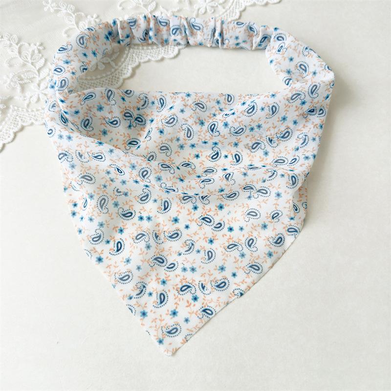 Floral Print Triangle Kerchief Headbands Elastic Back Bandana Style Hair Wraps Bohemia Garden Party Headwear For Women