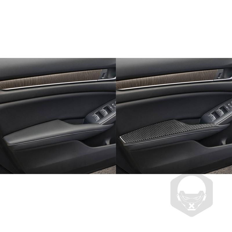 Real Carbon Fiber Car Accessories Door Armrest Panel Decorative Cover Soft Sticker For Honda Accord 10th Gen 2018