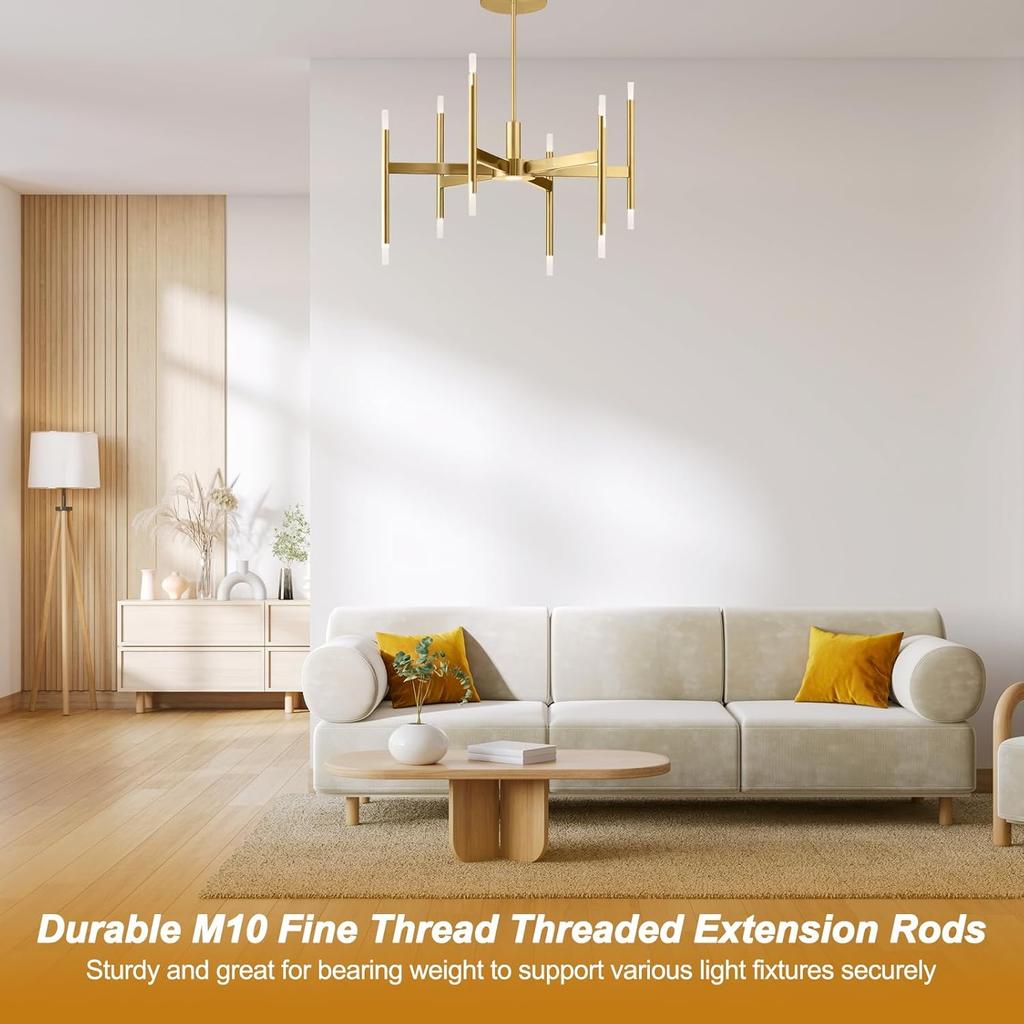 Удлинительный стержень с резьбой PATIKIL, 2 комплекта 12" M10 x 1 мм, тонкая резьба, трубка для лампы с ниппелями для подвесных светильников, островных люстр