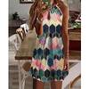 Summer Dress with Neck Hanging Sexy Printed Casual Dresses