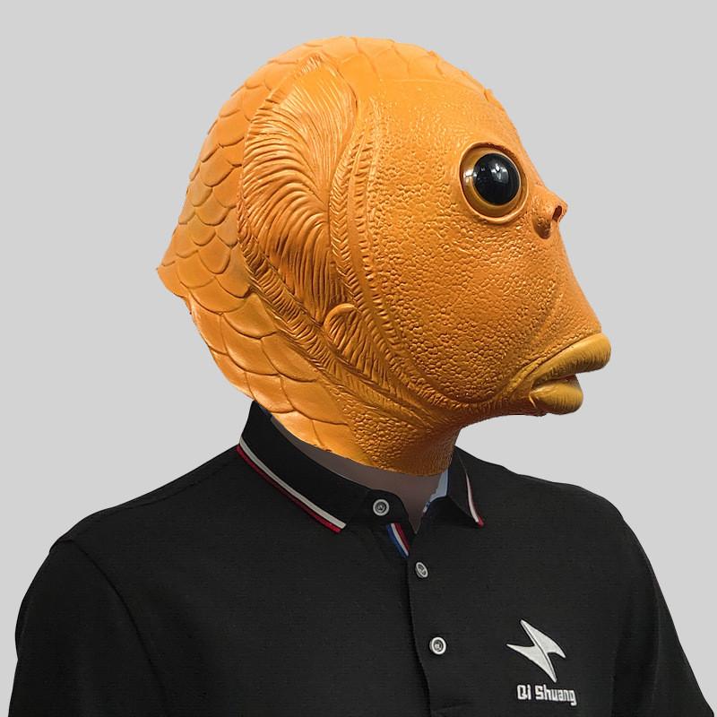 Очаровательная маска головы зеленого монстра-рыбы для веселых костюмированных вечеринок и празднования Хэллоуина