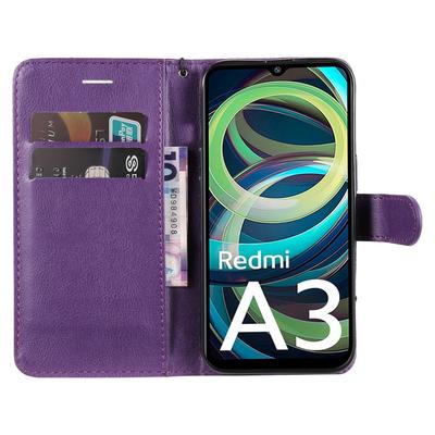 Для Xiaomi Redmi A3 4G 4G/Poco C61 4G Чехол Однотонный Кожаный Мобильный Чехол Кошелек Подставка с Ремешком
