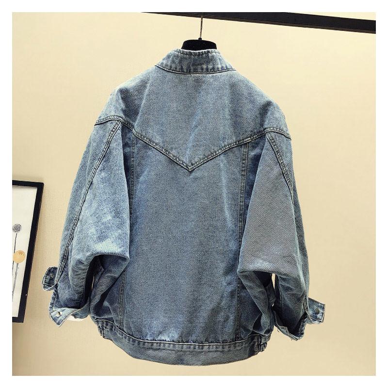 Весенняя джинсовая куртка-бомбер женская с коротким рукавом «летучая мышь» свободная демисезонная джинсовая оснастка женское пальто верхняя одежда женская одежда
